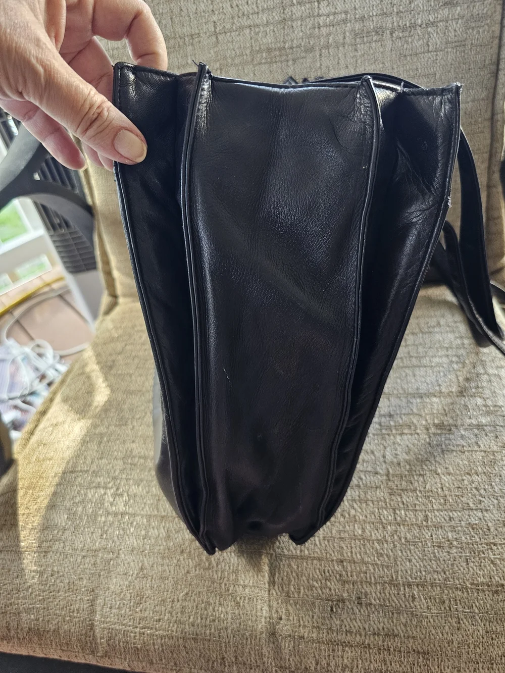 Vintage Perlina New York Black Leather Softside Briefcase Business Tote Unisex